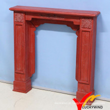 Kd Vintage Antique Cor Vermelho Mantel De Madeira De Madeira Com Flor De Resina